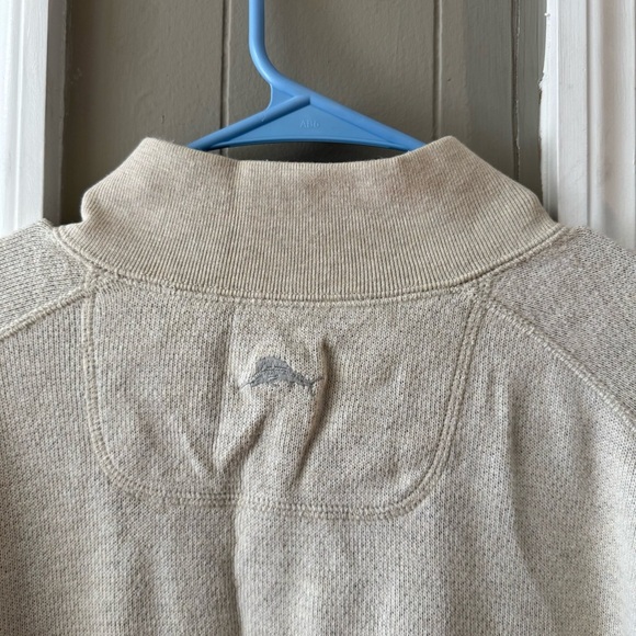 Tommy Bahama 1/4 Zip Sweater Size XXL Beige 100% Cotton Neutral Office Casual - Picture 5 of 9